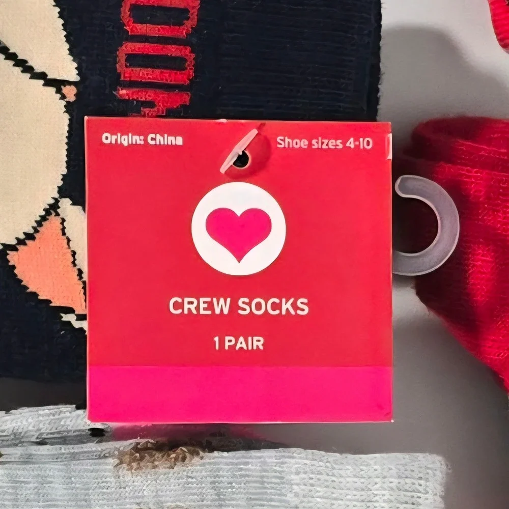 Lot of 5 Target Crew Socks Womens Shoes Size 4-10 Valentines Hearts Love Animals